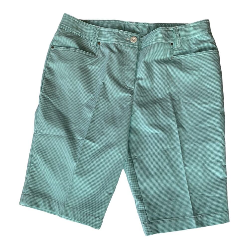 Nvo womens 10 blue plaid seersucker golf shorts gorp out hiking new
